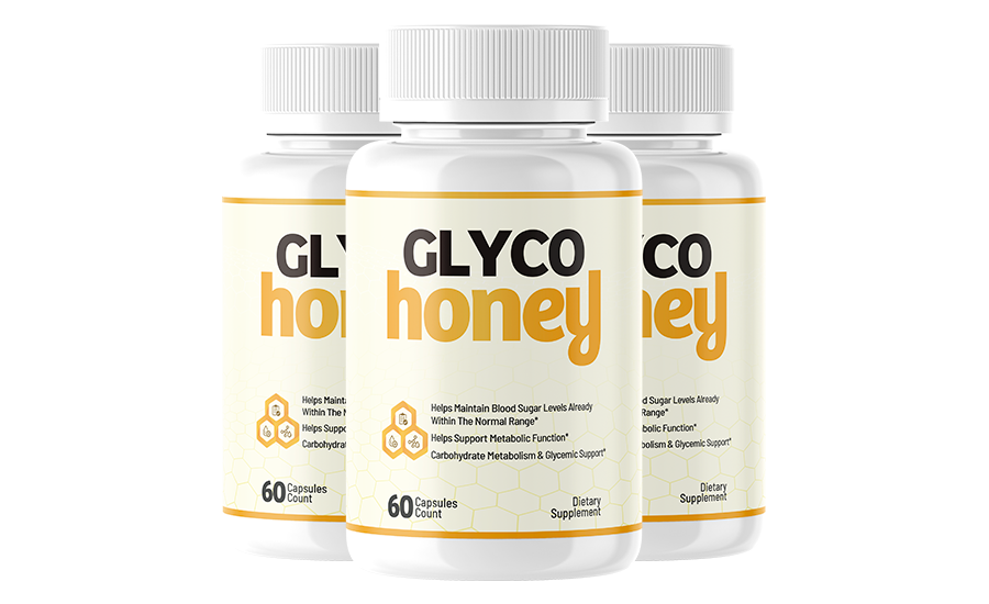 Three bottles of Glyco Honey blood sugar support capsules